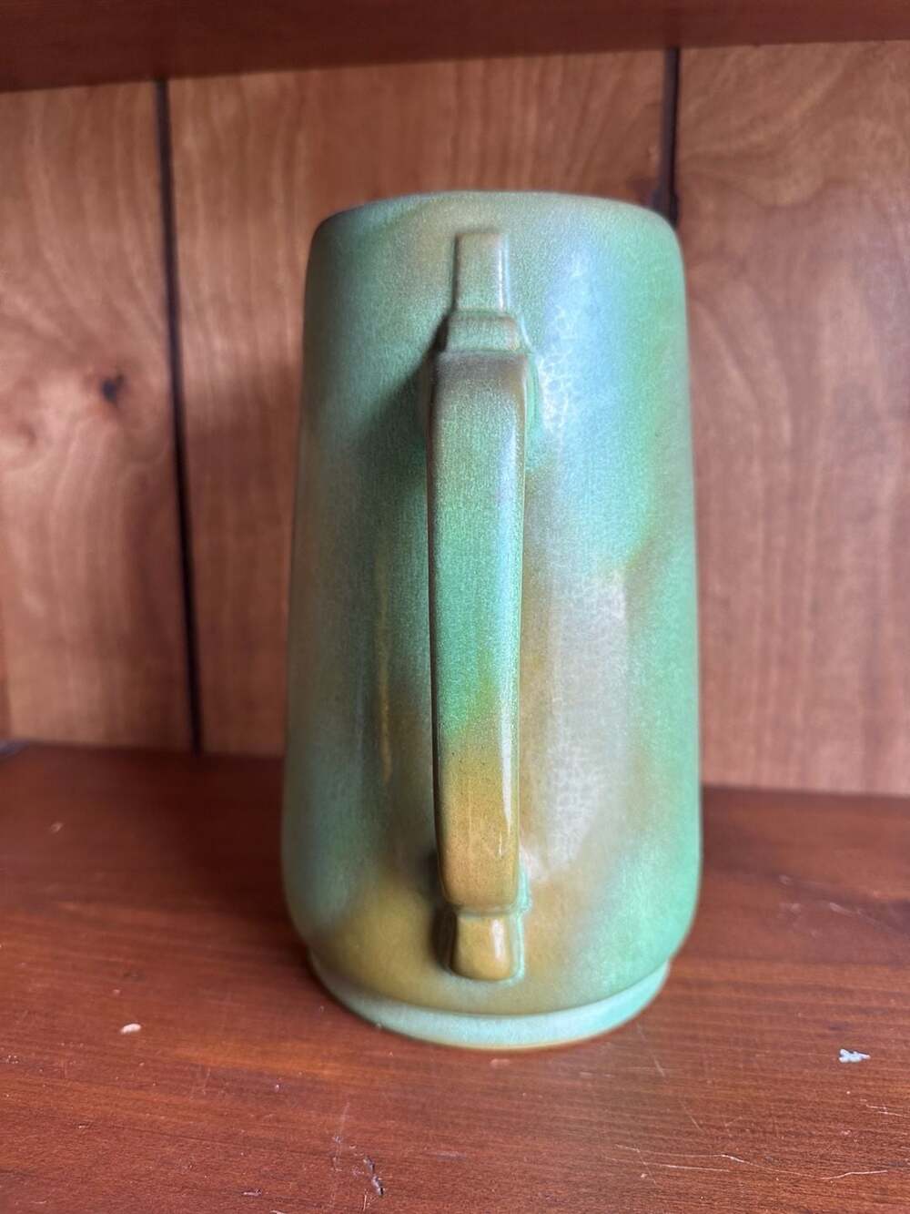 Vintage Frankoma Pottery #80 Green Ceramic Pitcher Vase – Matte Sage Green – USA